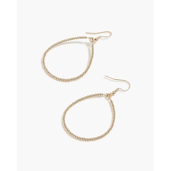 NWT J.Crew Beaded Hoop Earrings Gold - Picture 1 of 5
